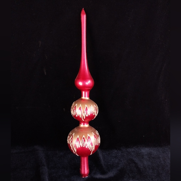 VTG Christmas Classics Red & Gold Tree Topper Mercury Glass - Picture 4 of 10